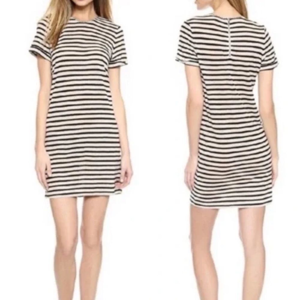 Alice + Olivia by stacey bendet striped short sleeve linen blend dress
